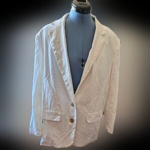 Linen White Blazer by A New Day Size L Relaxed Fit